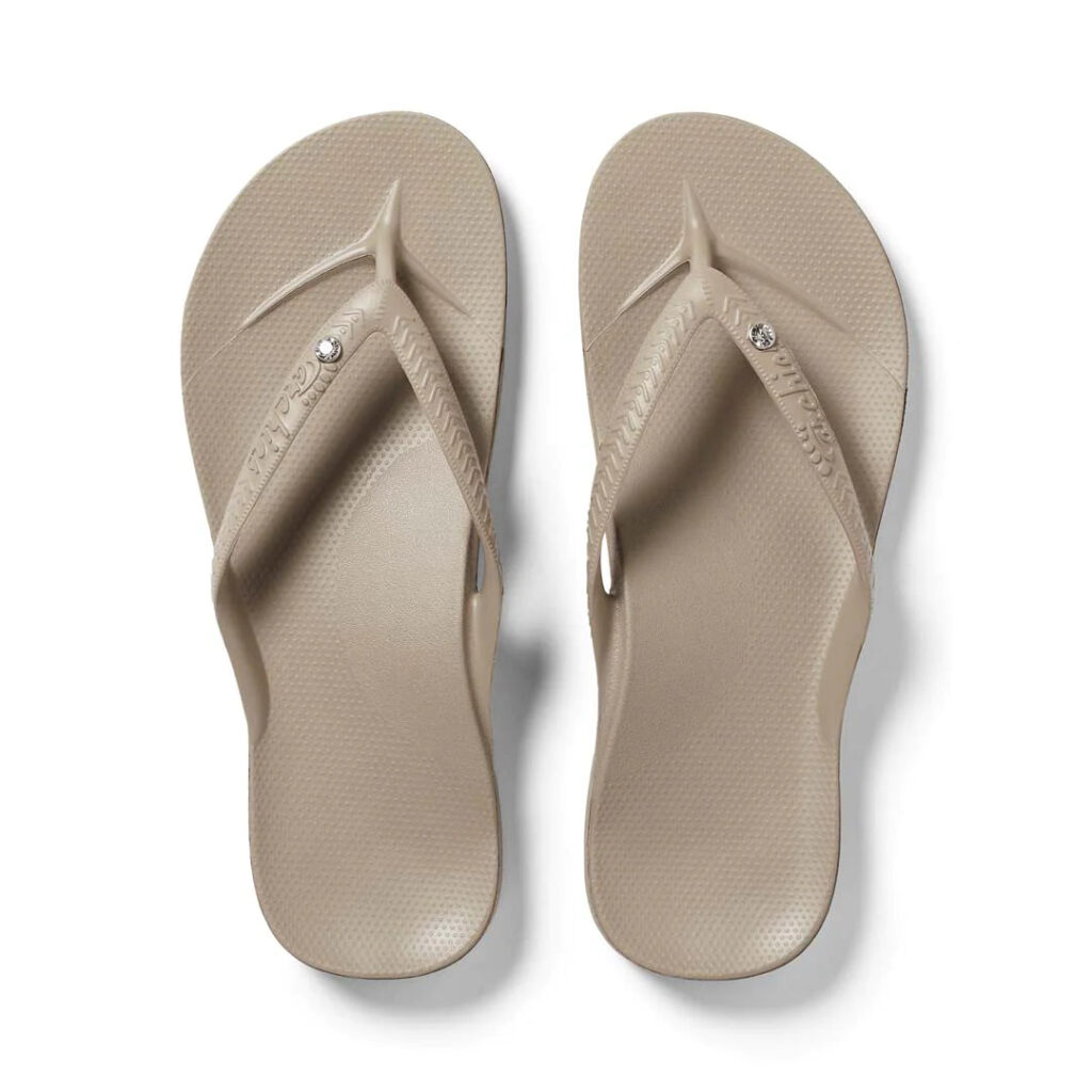 Taupe Crystal Arch Support Thongs - The Podiatry Place @ Henley