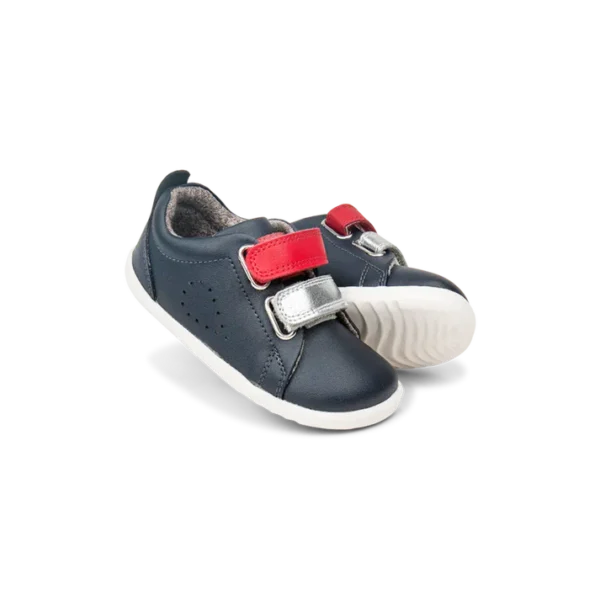 Bobux Step Up Grass Court Switch Navy( Red + Silver) - The Podiatry Place @ Henley